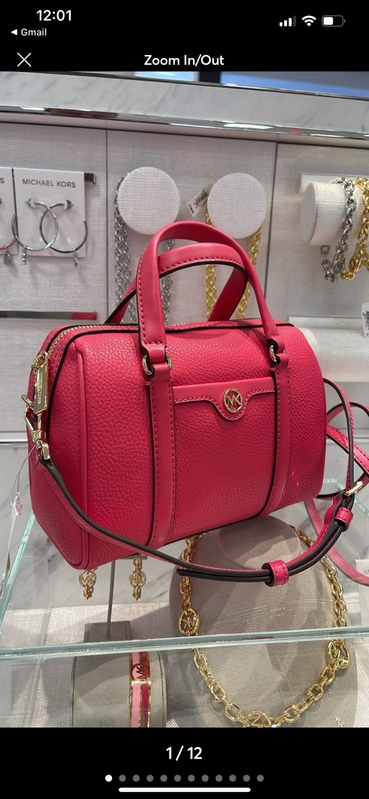 Michael Kors Travel Small Duffle Leather Crossbody Satchel Electric Pink NWT