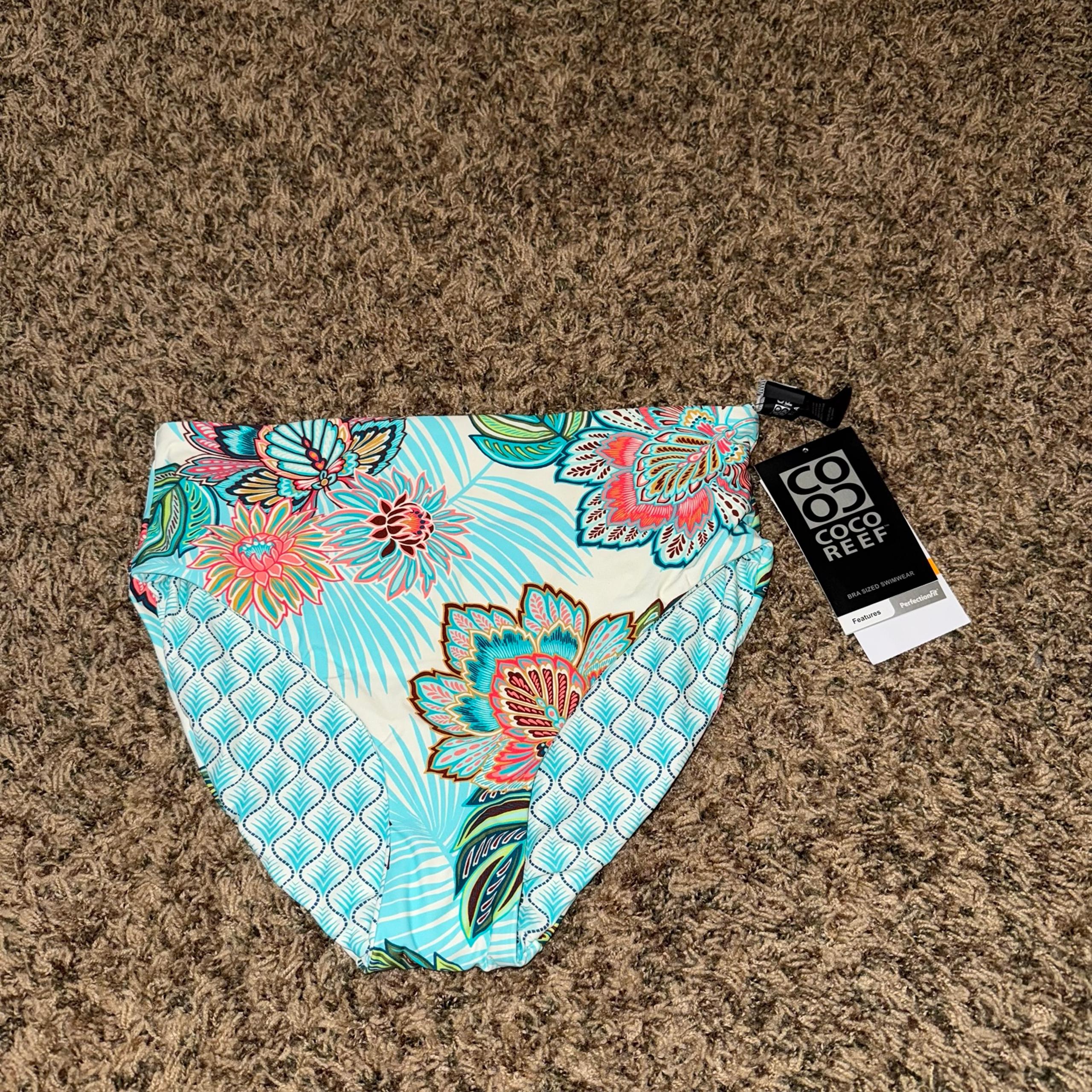 Coco Reef Verso High Waist Reversible Bikini Bottoms Ivory Tropical Lotus S NWT