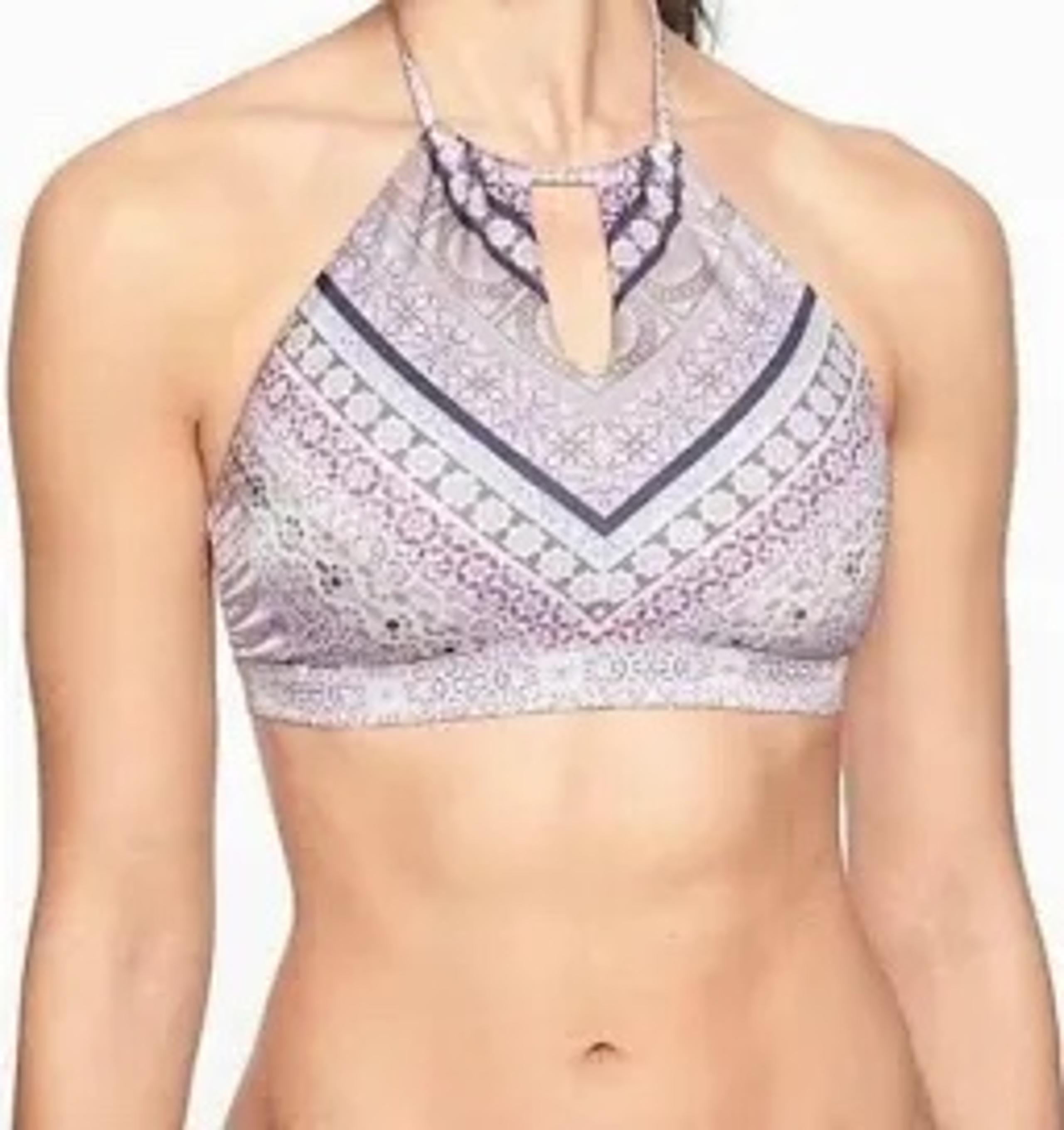 Athleta Aqualuxe Kitten Kisses high neck keyhole size L Bikini Top