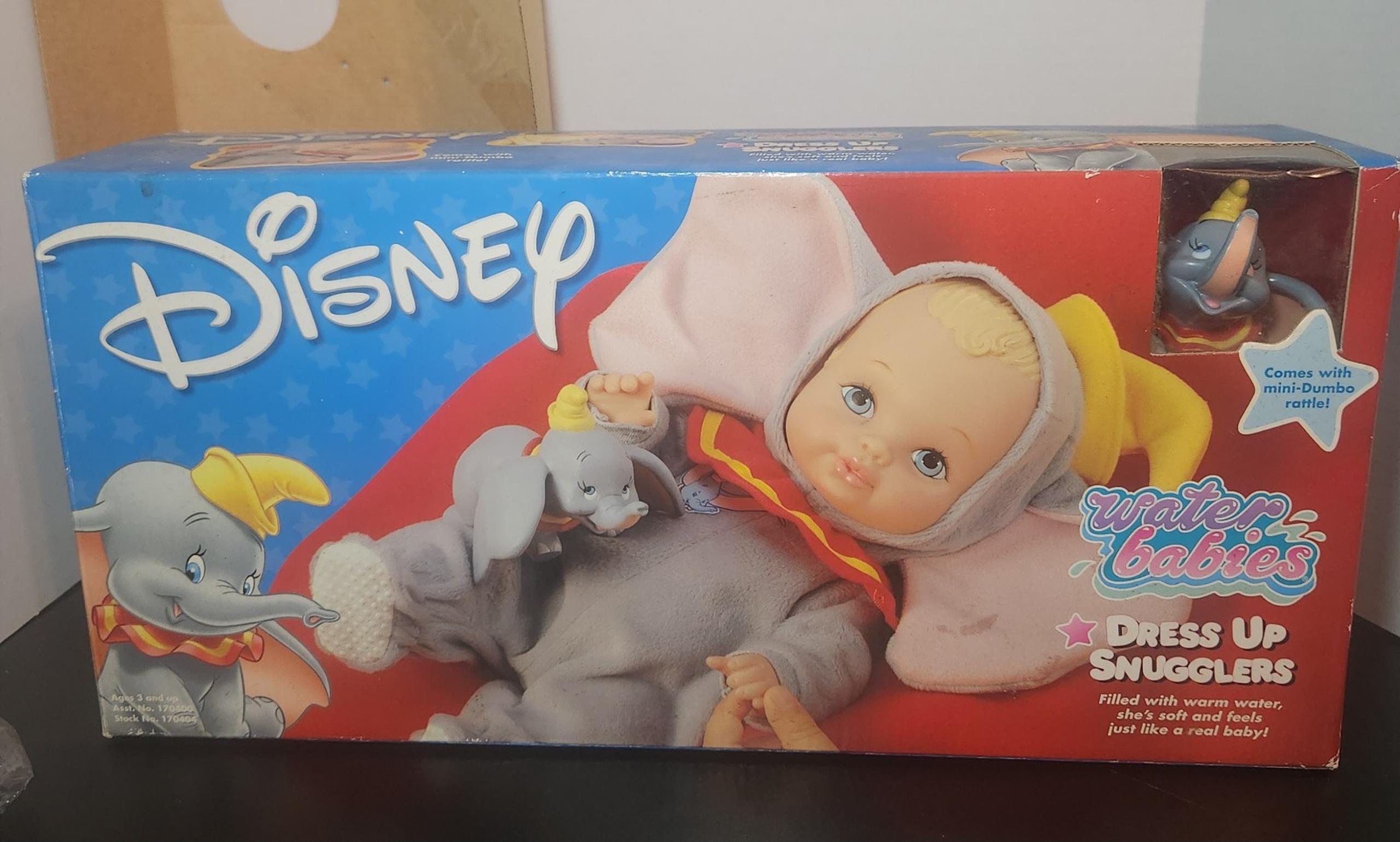 Disney Water Babies Dumbo Dress Up Snugglers Doll W/ Rattle By Playmates -