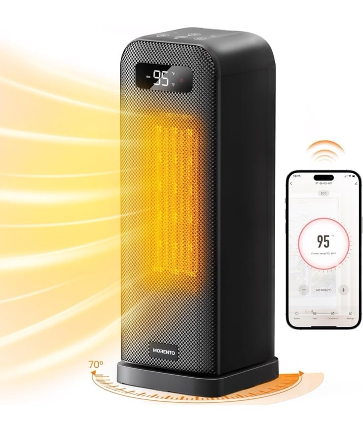 NWT Morento Smart Space Heater AT-SH40-WF, WiFi Voice Control Portable Black