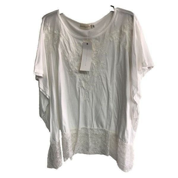 NEW Johnny Was 4 Love & Liberty Embroidered Dolman Sleeve Ivory Top S Cotton