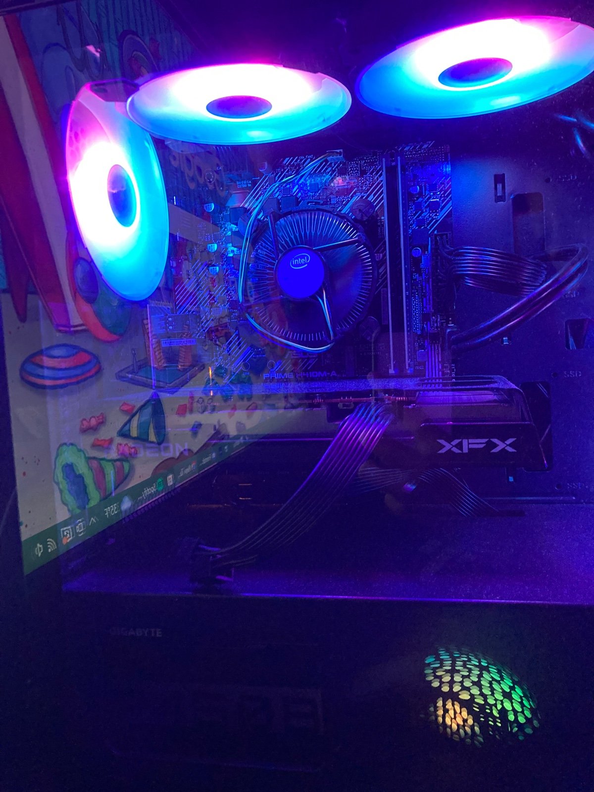 Intel i3 Prime Motherboard 5 Fan Case With Radeon Gpu