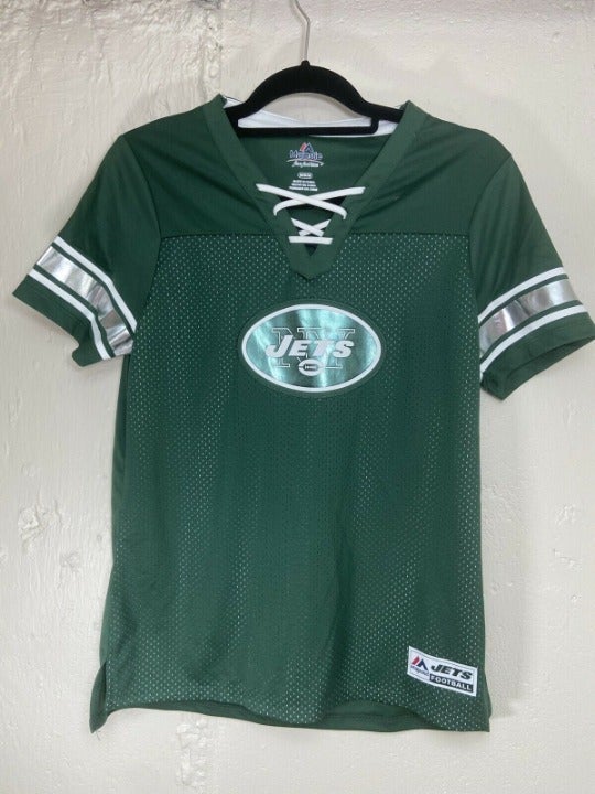 NFL NY Jets Womens Jersey Green Size M NWT Lace Up V Neck