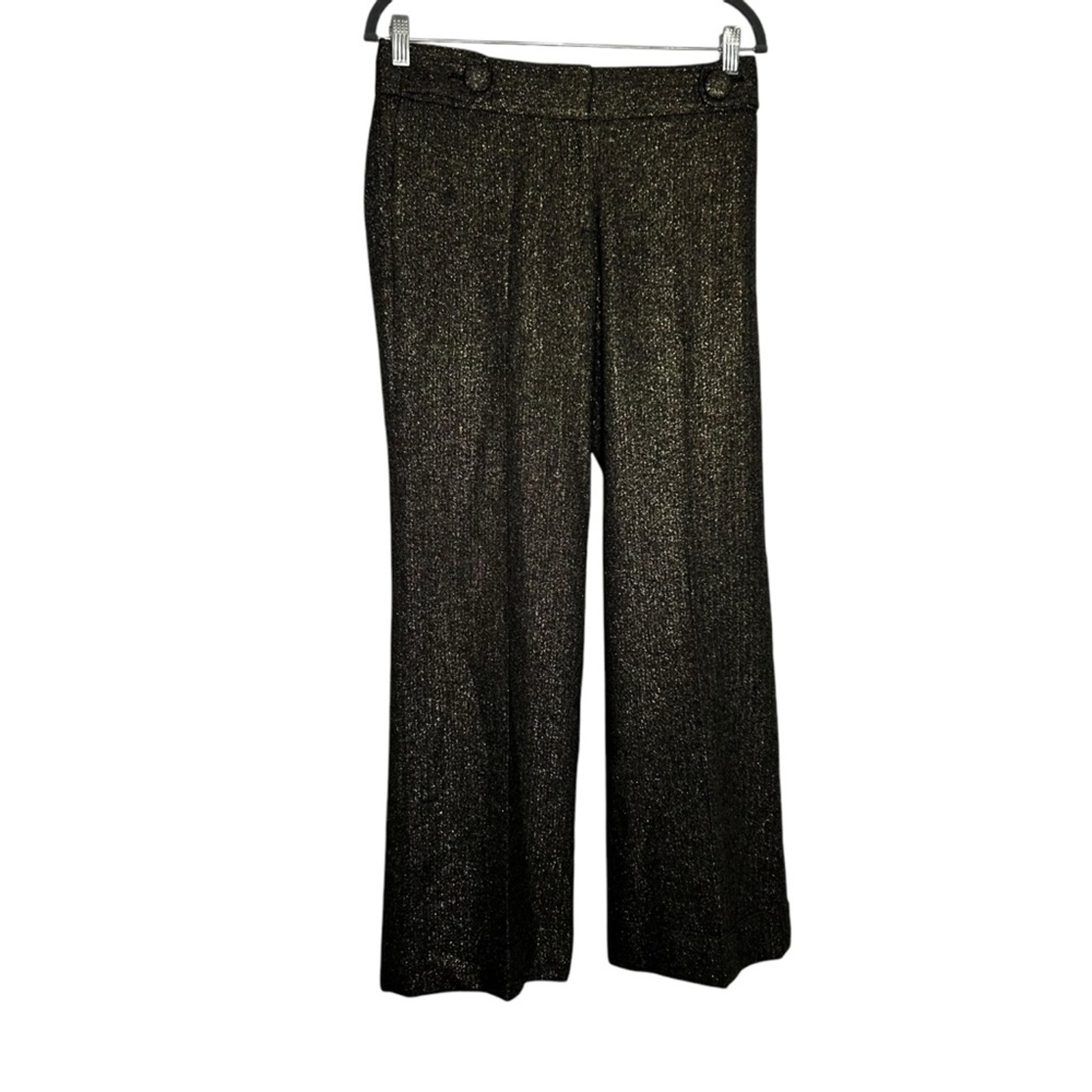 J.Crew Wool Silk Blend Metellic Gold Favorite Fit Wide Leg Trouser Slack Pants 2