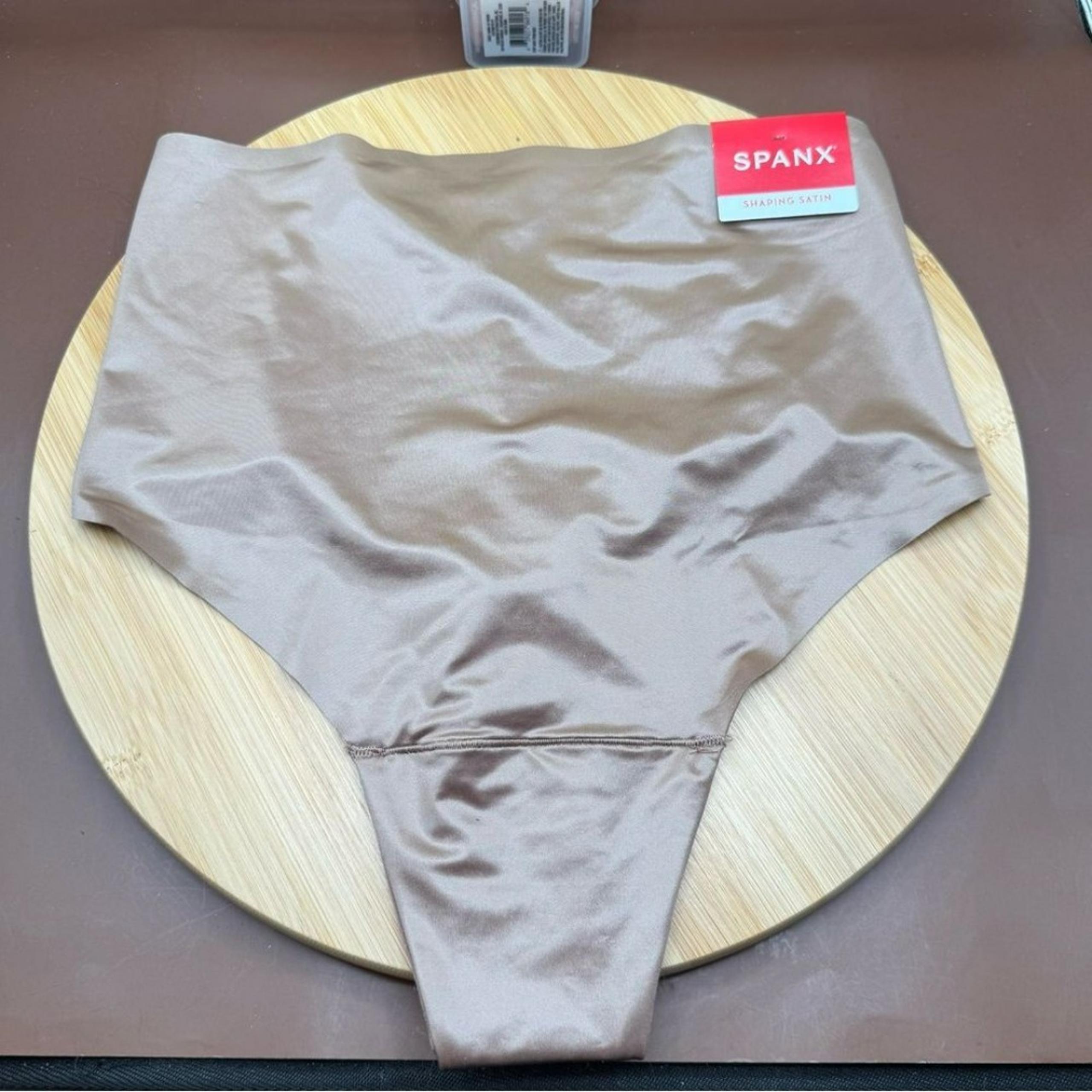 SPANX Shaping Satin Thong Panty 40063R Size M Cafe Au Lait Tummy Slimming NWT