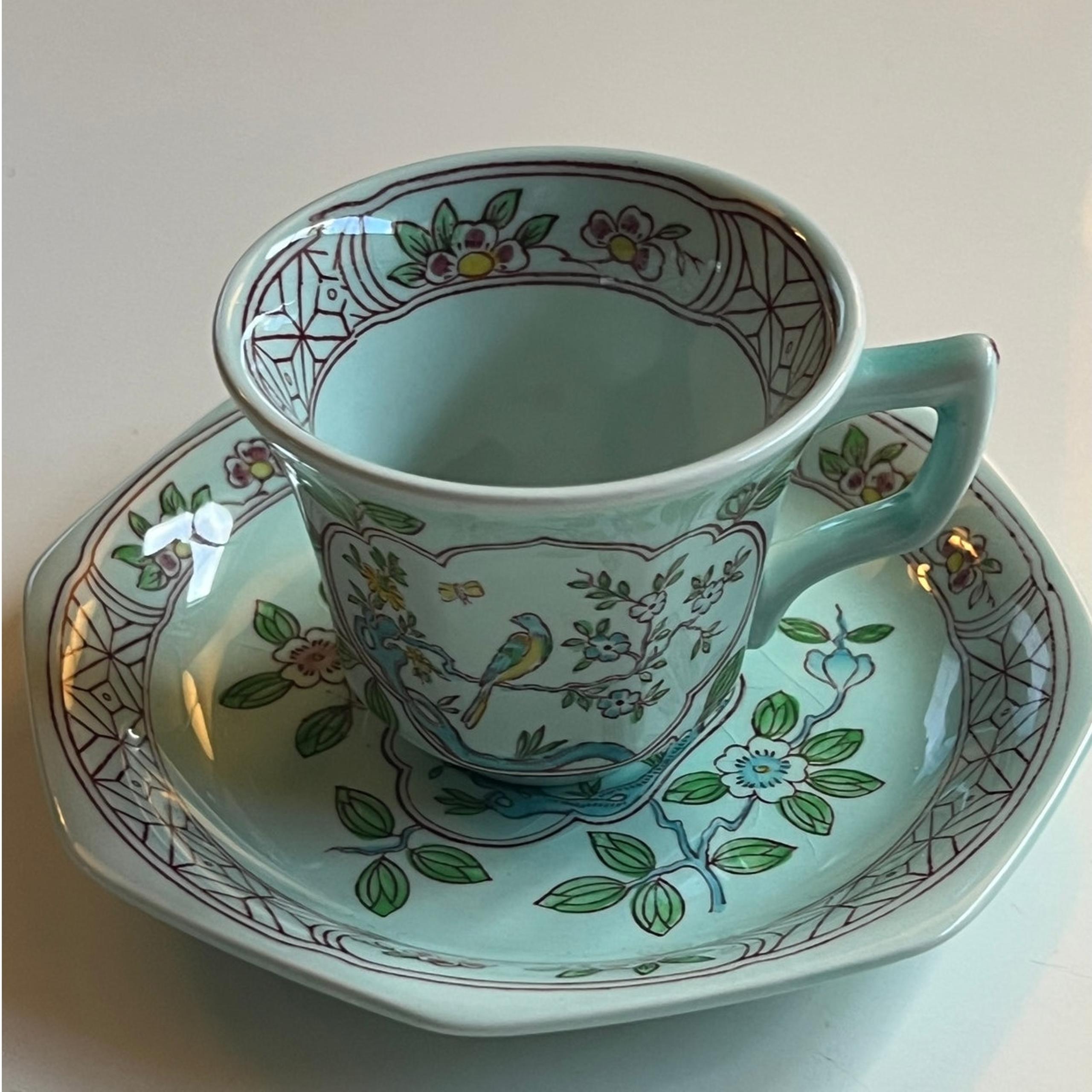 Adams Calyx Ware Singapore Bird Demitasse Cup and Saucer Set