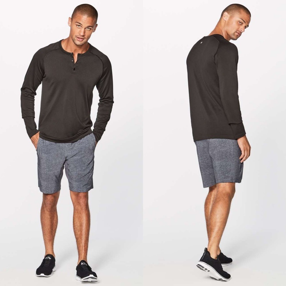 Lululemon Metal Vent Tech Long Sleeve Henley Black M3AM3S Size Small