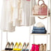 Clothes Rack for Hanging Clothes with 4 Wood Shelves, Freestanding Clothes