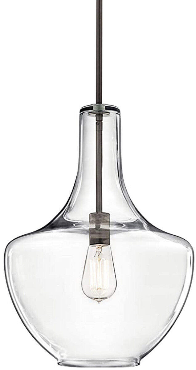 KICHLER Everly Olde Bronze Modern Clear Glass Teardrop Pendant One Light NIB