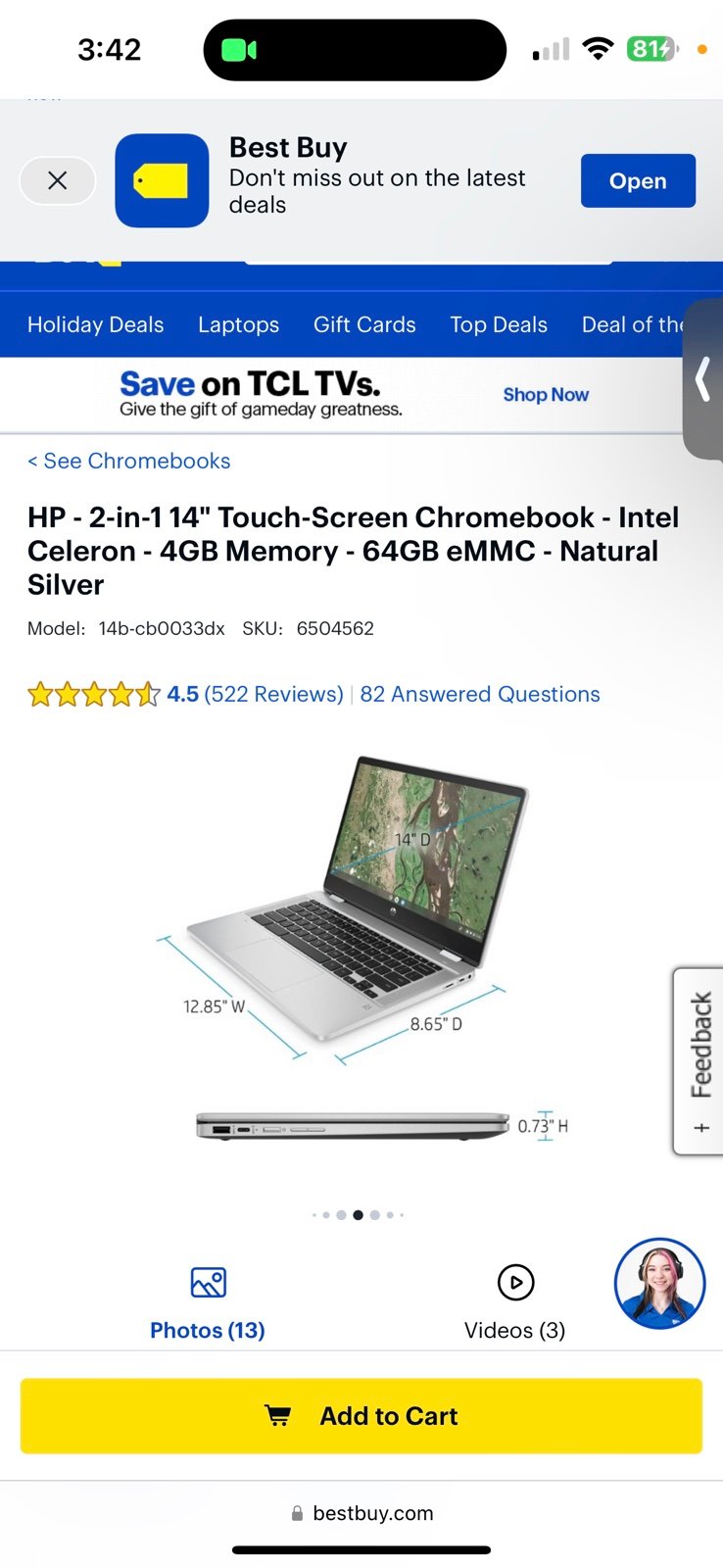 HP Chromebook touchscreen x360 laptop