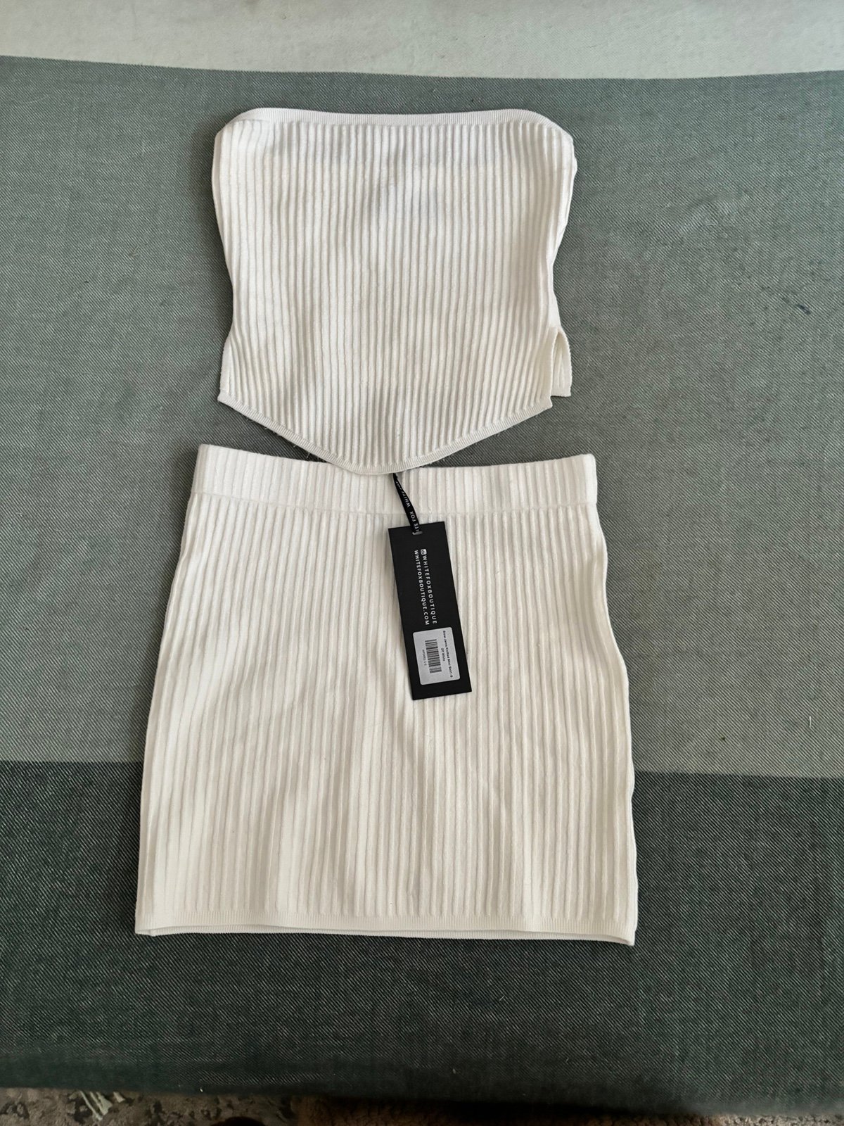 White fox two piece knit set