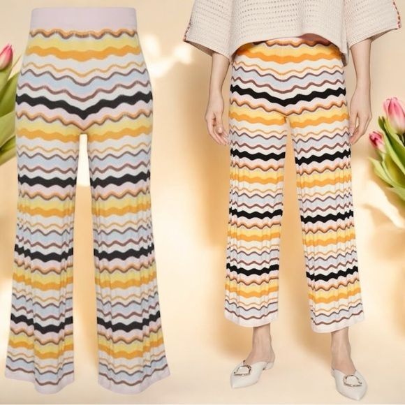 MaxMara Tenore Teouser Multicolor in Chevron Stripe Comfy Lightweight Size XS