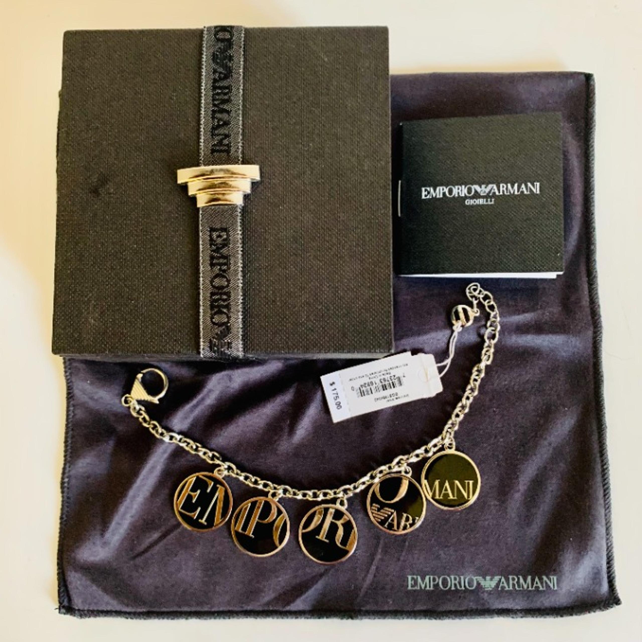 EMPORIO ARMANI STAINLESS STEEL BRACELET WITH DANGLING CHARMS