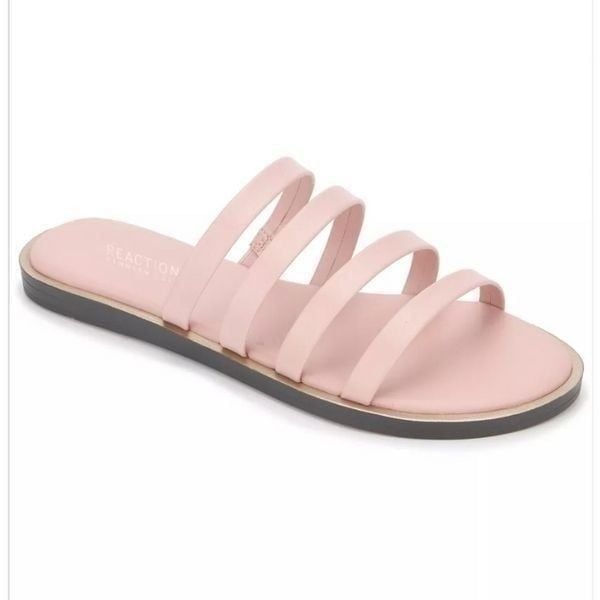New KENNETH COLE Reaction Sloan Four Band Slide Flat Sandals pink mauve size 9