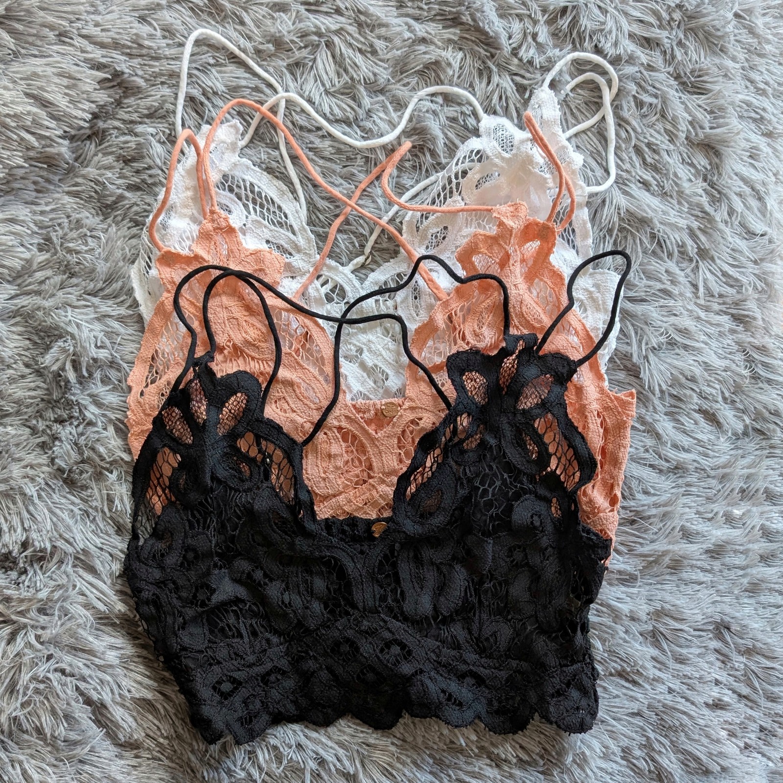 NEW Free People Adella Longline Bralette (Set of 3) XS