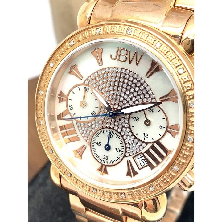 JBW Women's Watch JB-6210 Diamond Quartz Chronograph Mother of Pearl Dial Rose