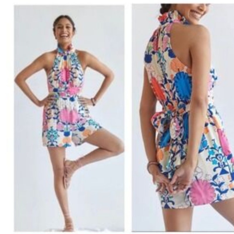 Rachel Roy Romper Sleeveless Floral Large NWT