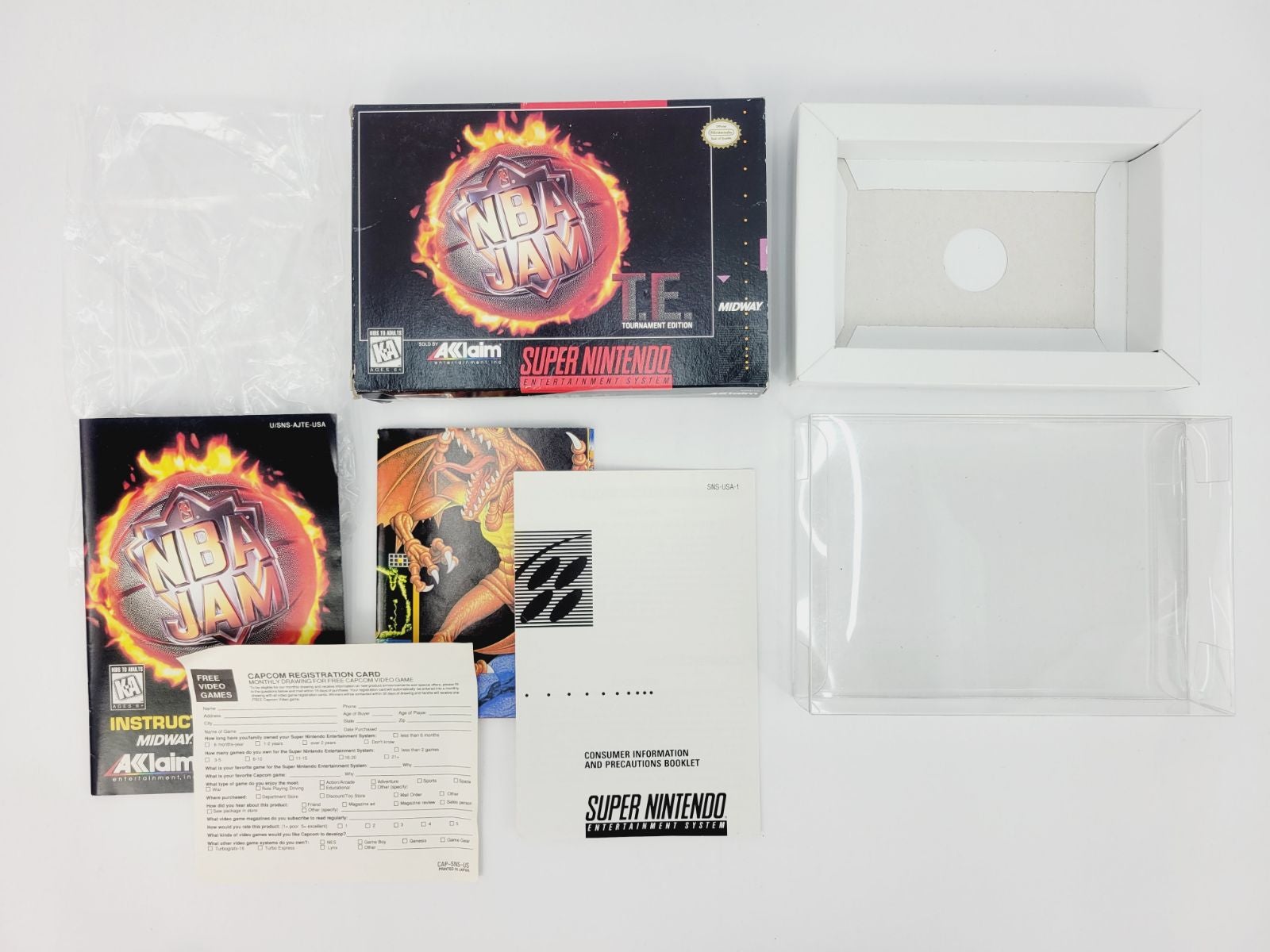 NBA Jam T.E. (Tournament Edition) SNES Nintendo Game Box w/Manual Case & Feelies