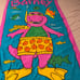 Barney Beach towel, purple dinosaur Vintage 1992 Vibrant Dino Snorkel fish ocean