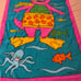 Barney Beach towel, purple dinosaur Vintage 1992 Vibrant Dino Snorkel fish ocean