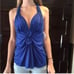 Black Halo Cobalt Blue Draped Halter Top Large NWT