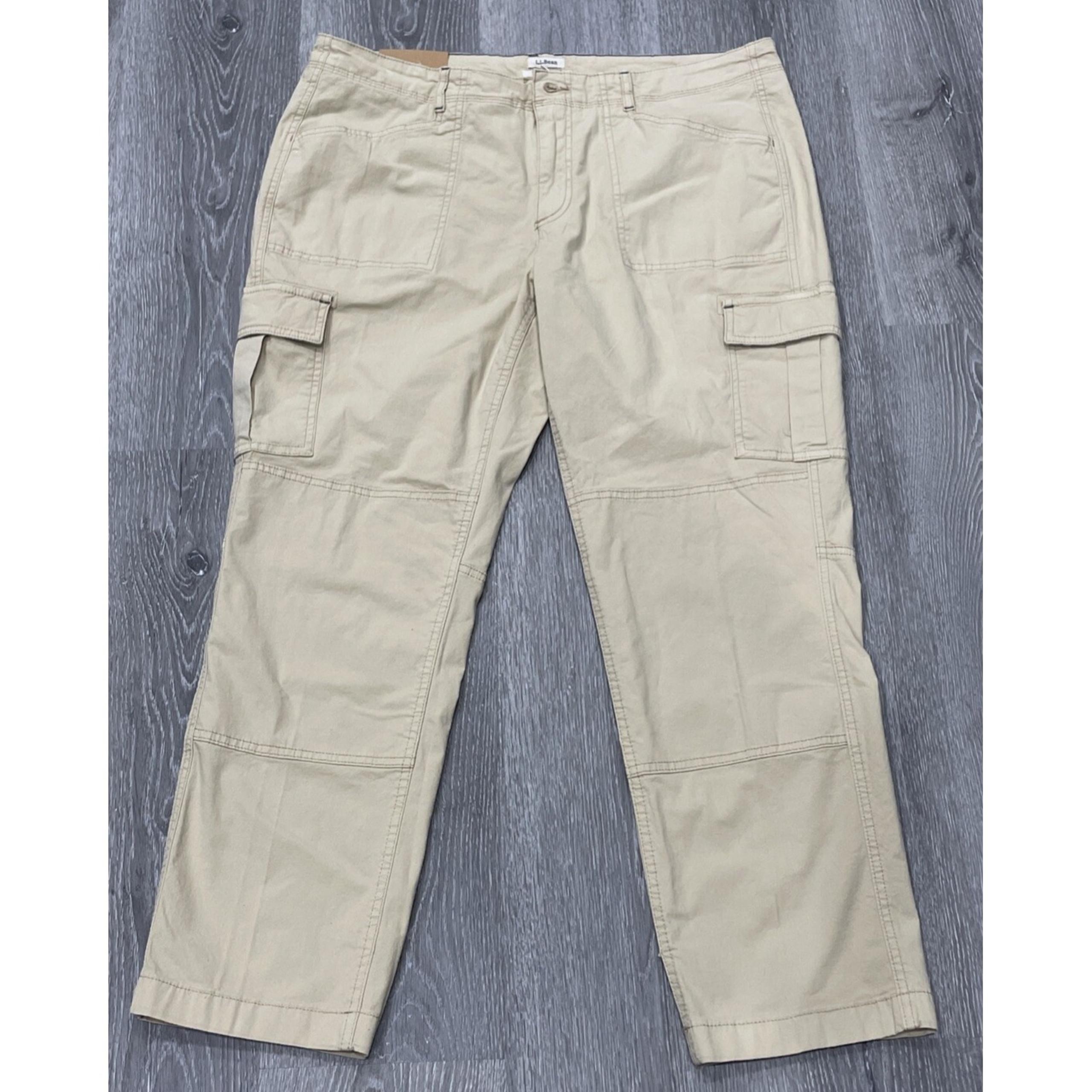 LL BEAN Favorite Fit Cargo Pants Stretch Khaki Beige Outdoor Women's 16 P NWT