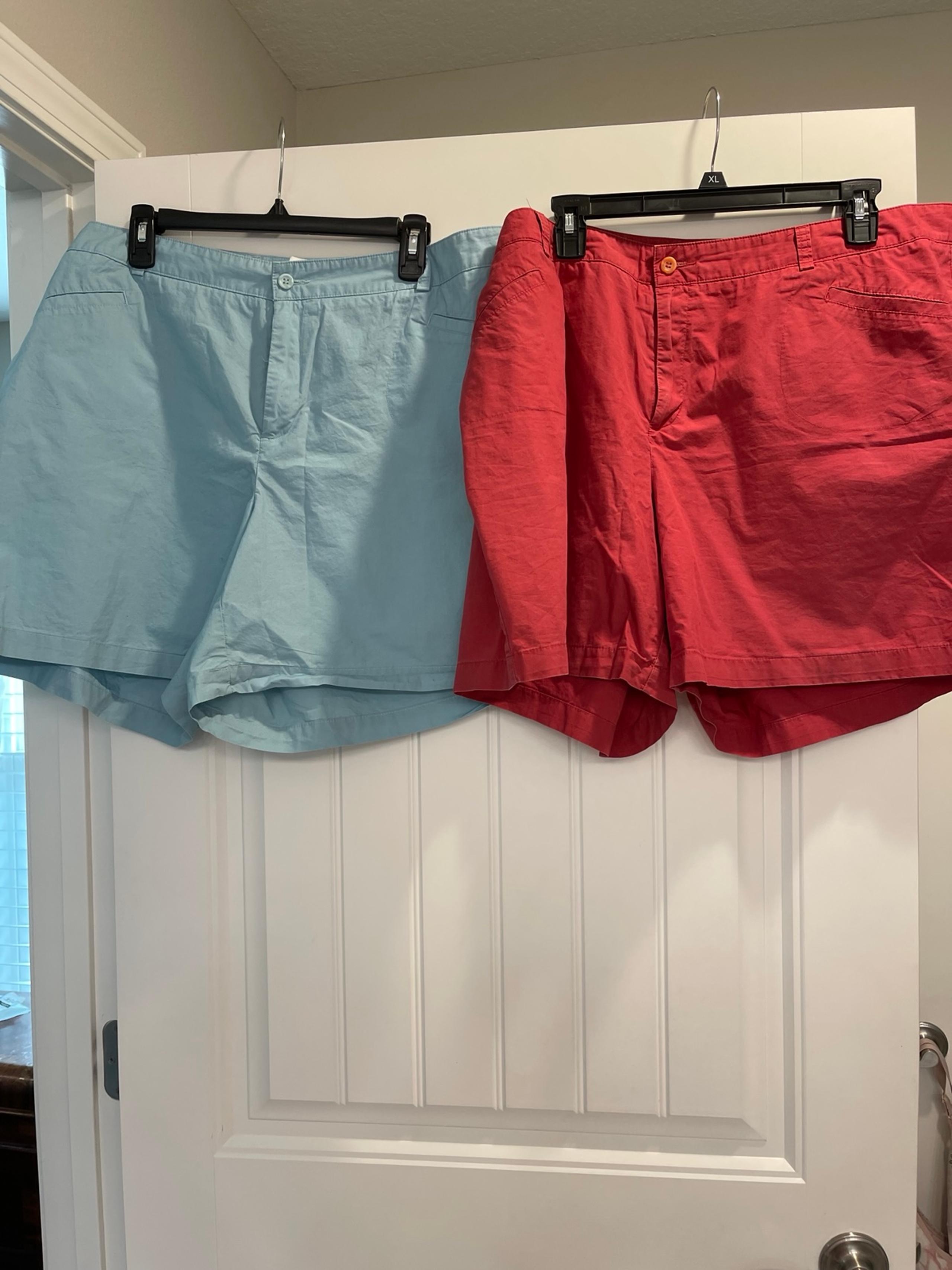 Two Pair Bundle Plus Size Dockers Womens Chino Shorts Blue Red 100% cotton Flaw