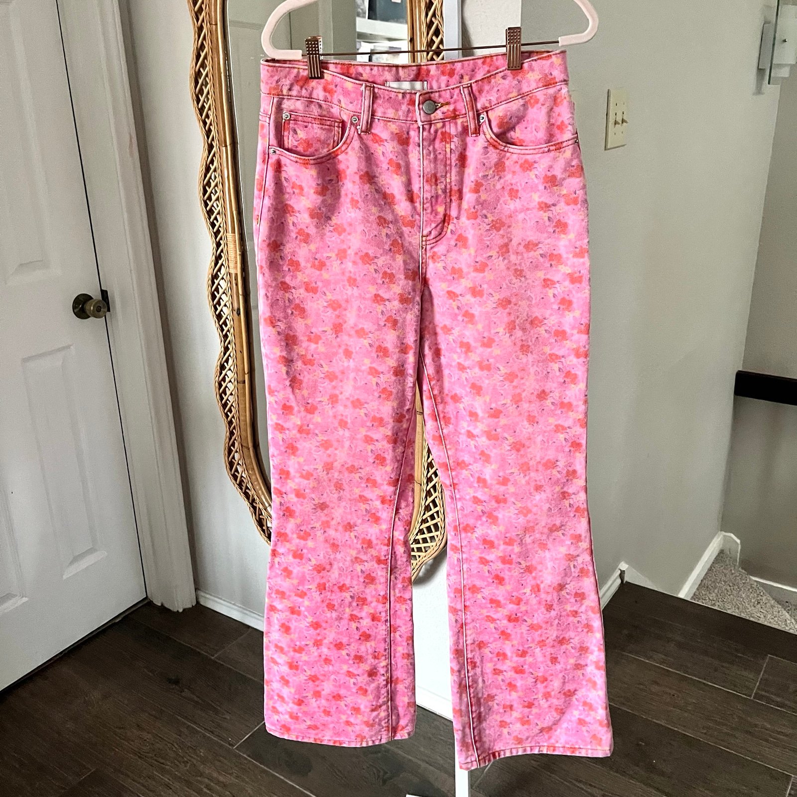 Urban Outfitters BDG High-Waisted High Rise Flare Jean Painted Floral