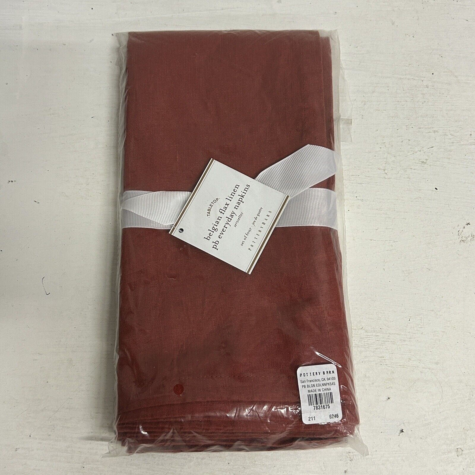 Pottery Barn Belgian Flax Linen Everyday Napkins Set of 4 NEW