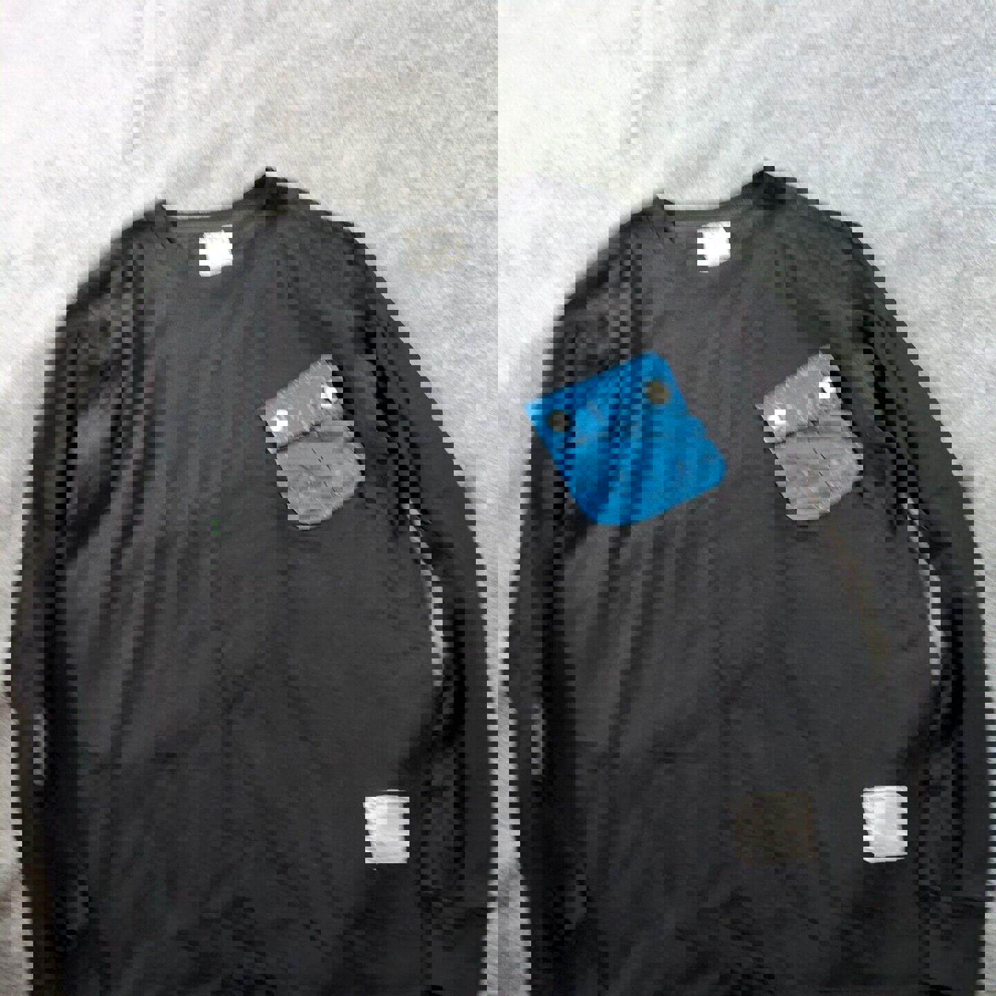 VISVIM Men's Pocket Tee Black Long Sleeve L Blue Pocket