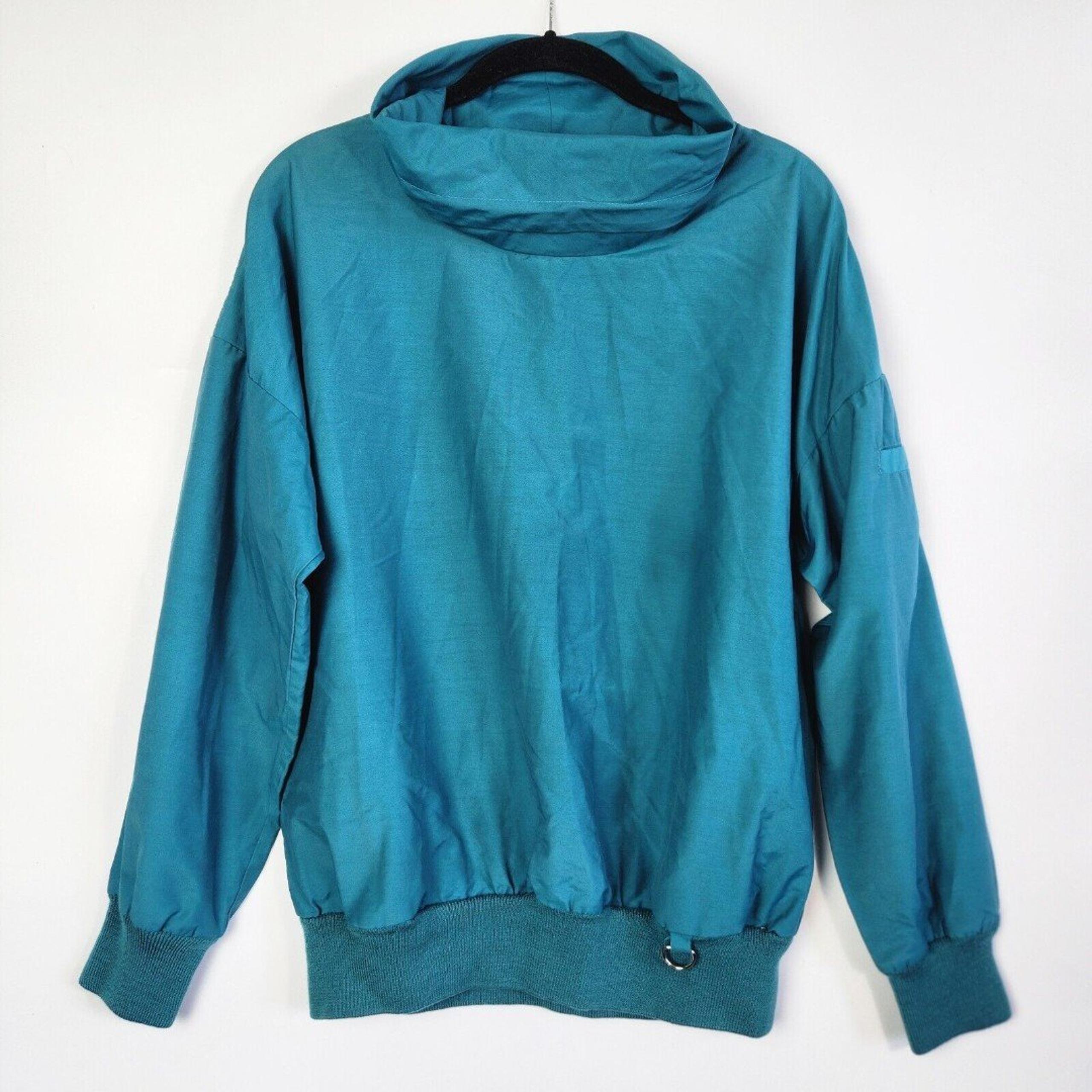 VTG Lands End Womens Size S Teal 90s Collared Pullover Windbreaker Jacket