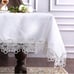 Grey Rectangular Lace Fabric Tablecloth with Macrame Border Embroidered Kitchen
