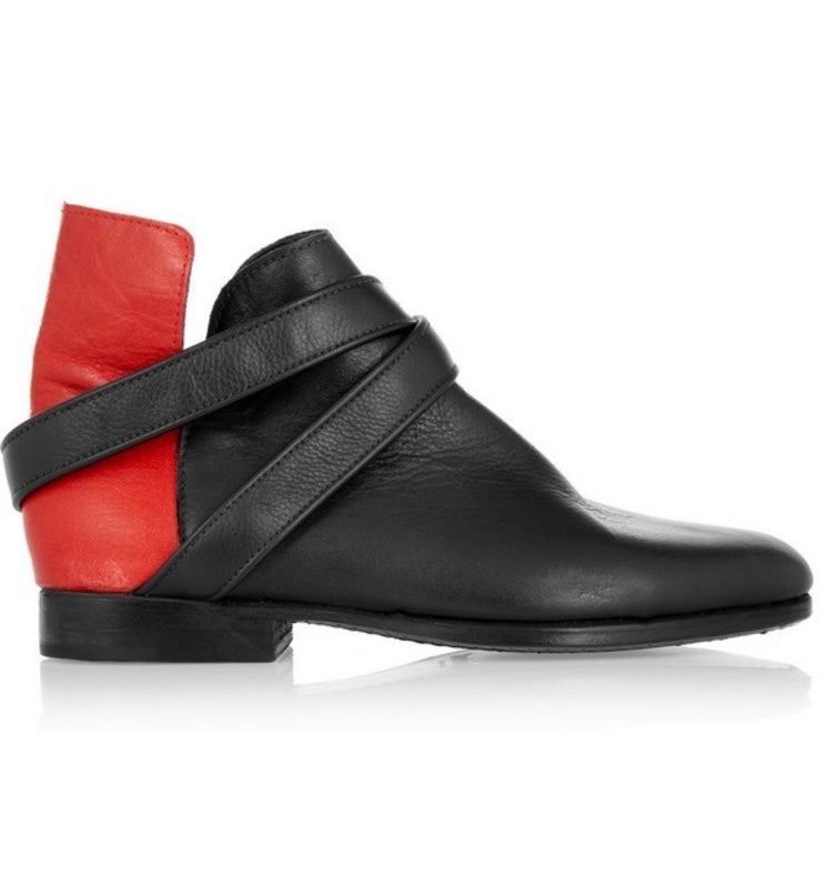 Newbark Sabine Two-toned Leather Boots Red Black
