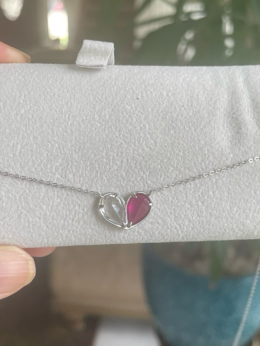 14k Ruby and White Topaz Necklace