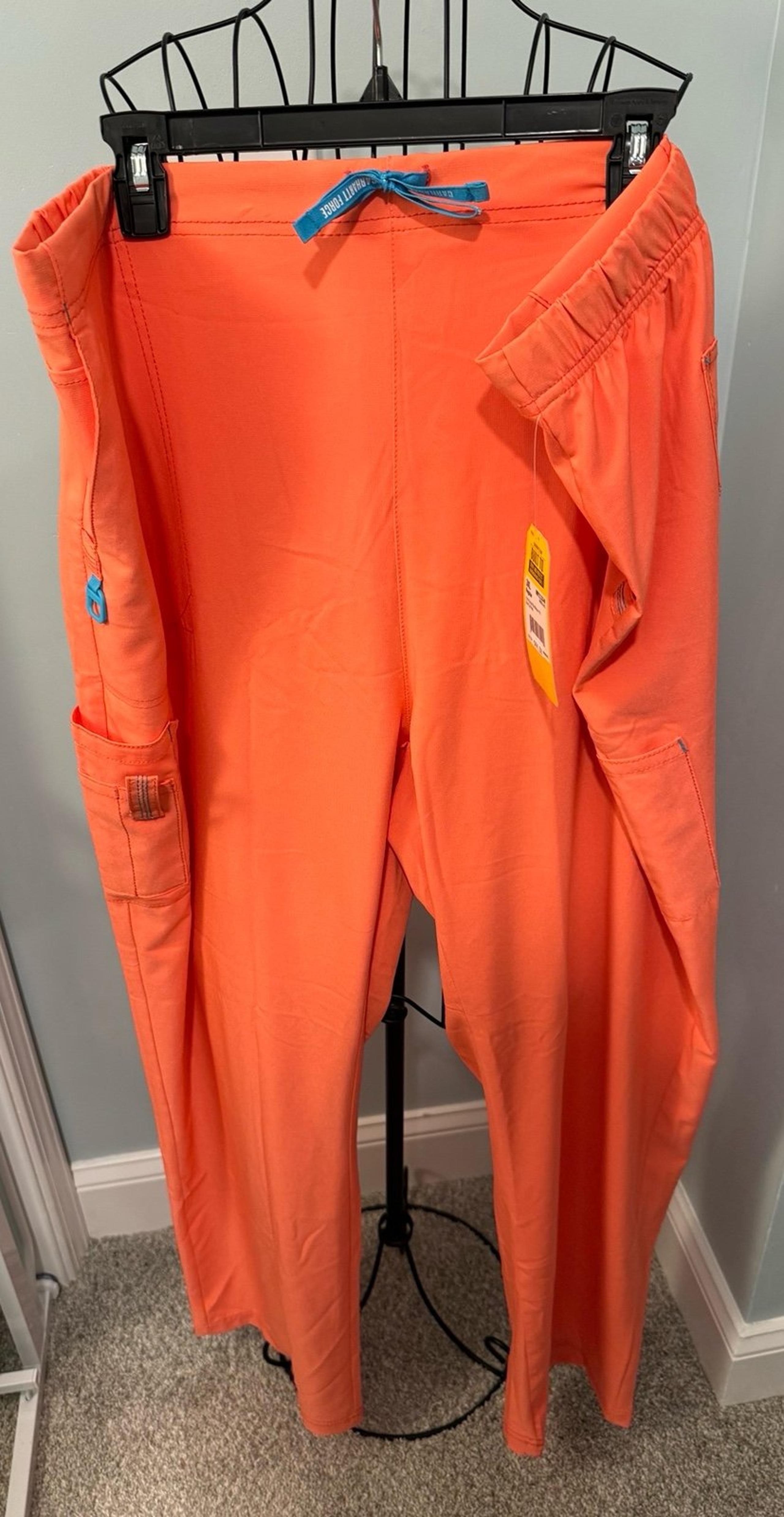 NEW Carhartt Women’s Scrub Pants Coral Orange 3X 3XL C52110 boot cut bottoms