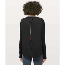 Lululemon Still At Ease Black Cashmere Knit Open Back Pullover Sweater 10 EUC