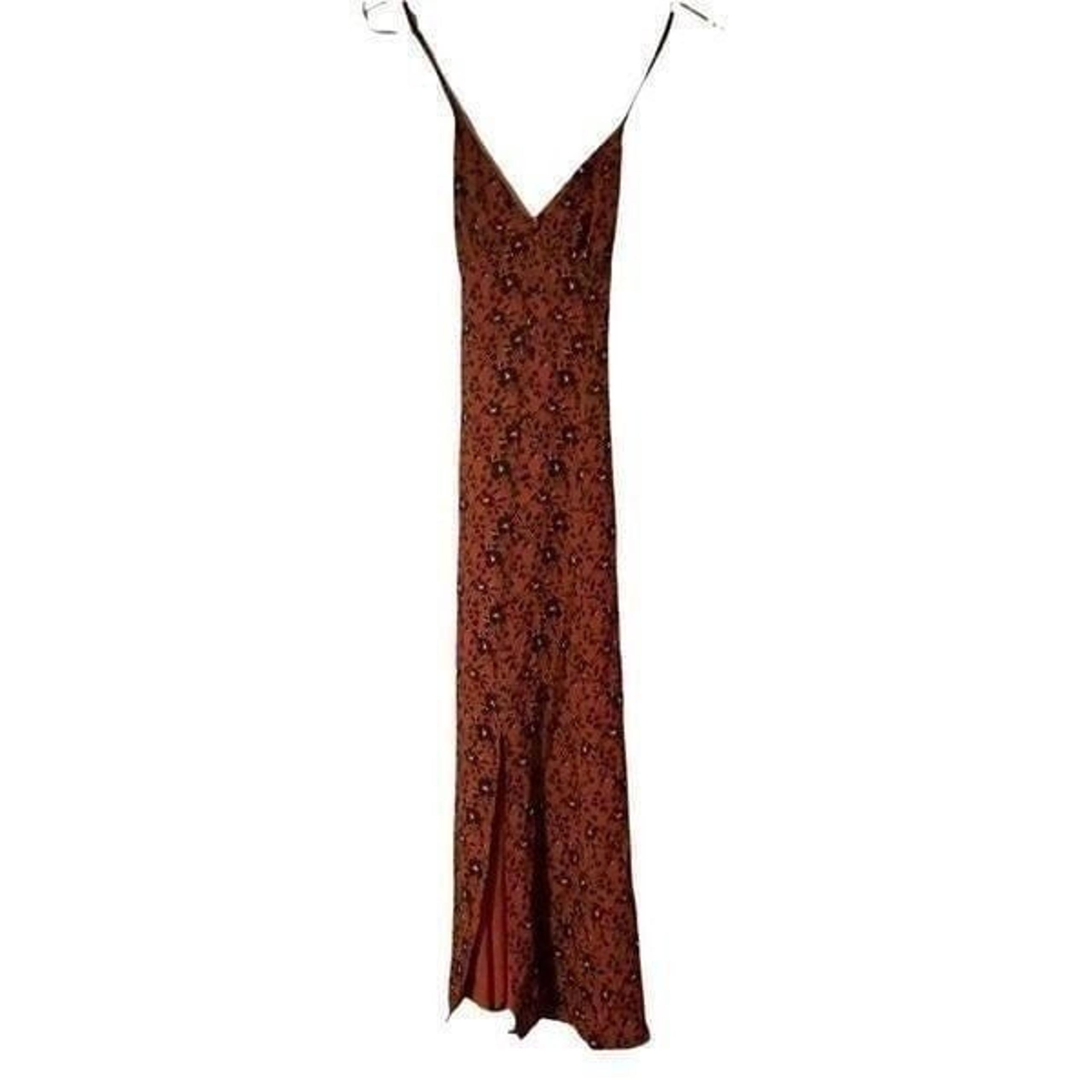 Chelsea 28 Ladies Rust Floral Pattern Cross Strap Maxi Dress - Size XXS
