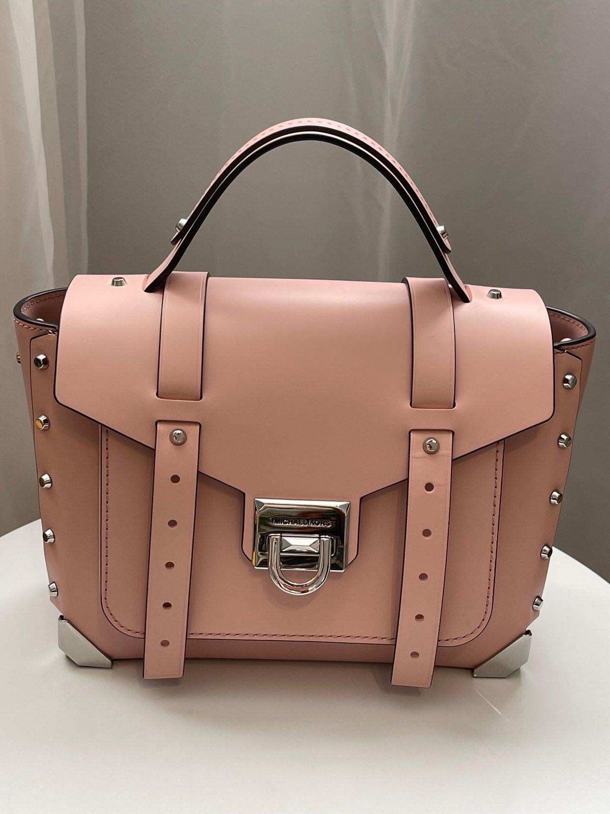 Michael Kors Manhattan Medium Satchel Smokey Rose Pink Leather