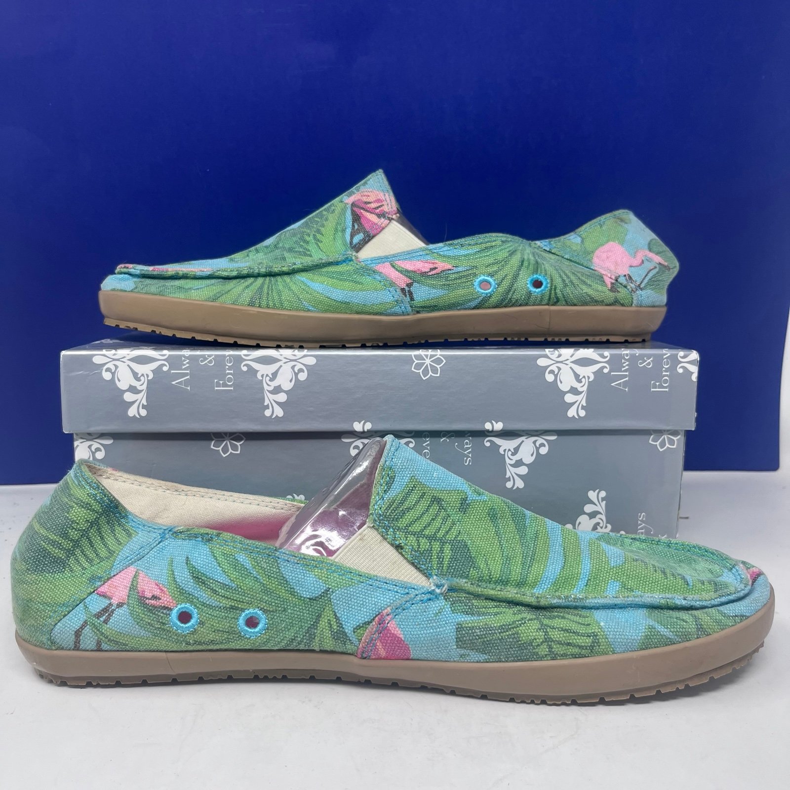 Sanuk Vagabond Canvas Hemp Flamingo Tropical Print Slip-on Shoes LP
