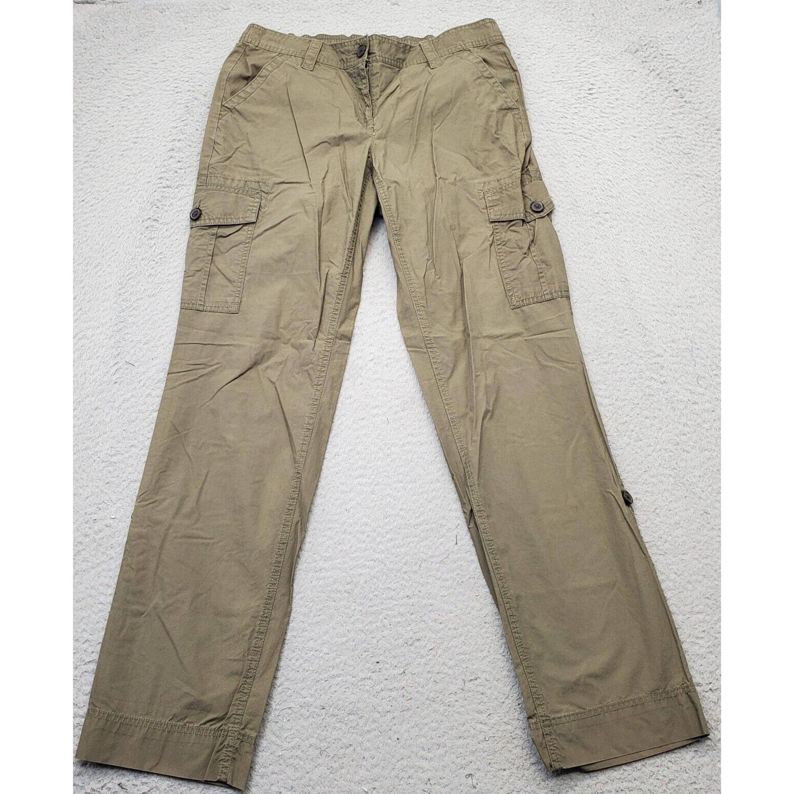 Lands' End Cargo Pants Womens Size 8 Green Pockets Medium Wash Straight Leg