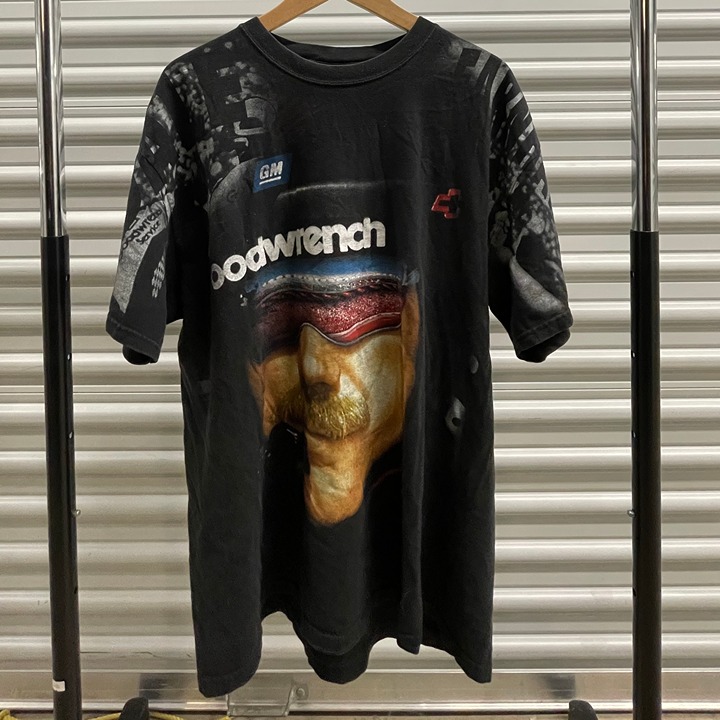 VINTAGE 90s Chase Authentics DALE EARNHARDT Nascar AOP Black T- shirt
