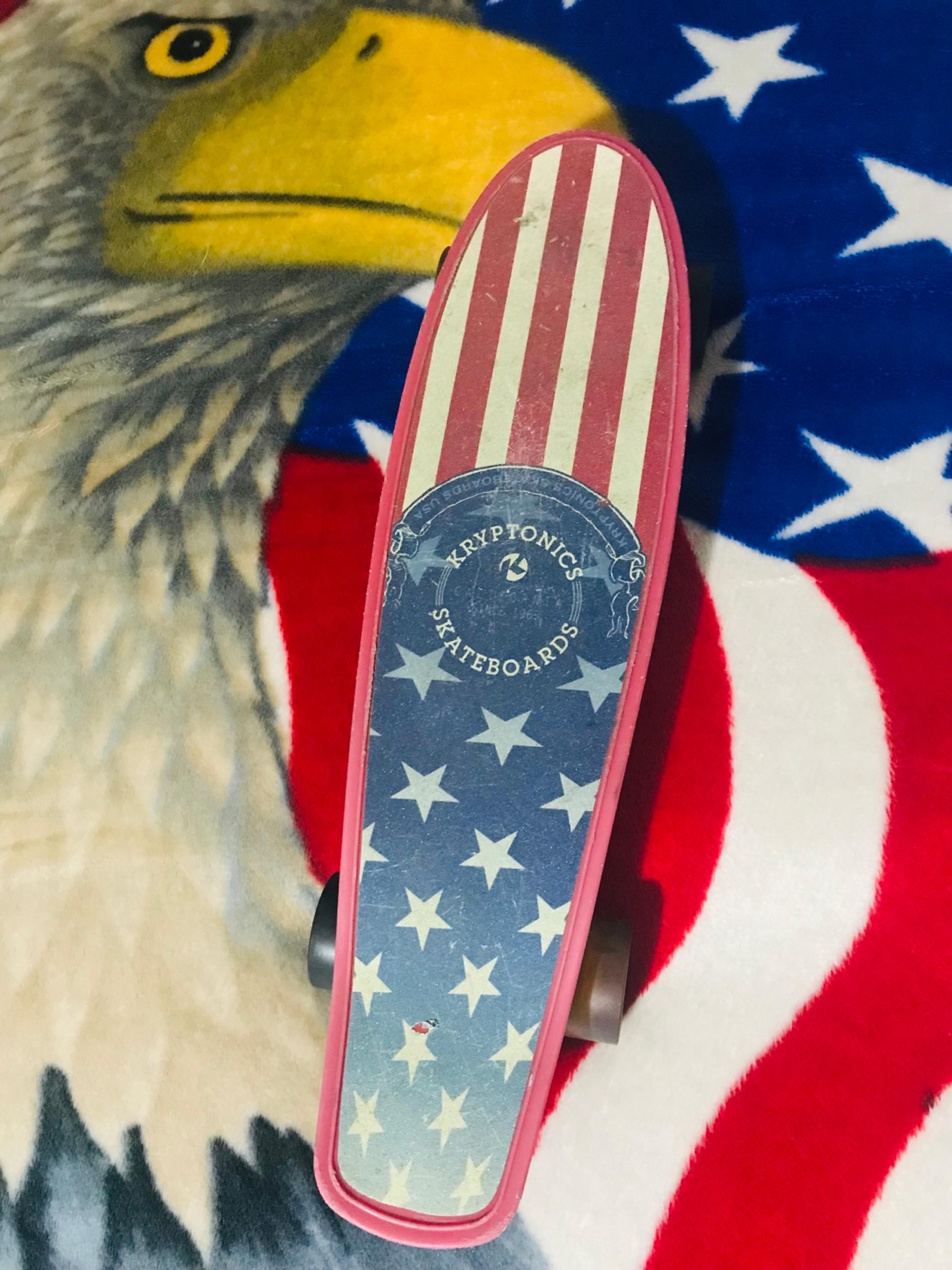 Kryptonics 22.5" Original Torpedo Skateboard Red American Flag Stars Stripes USE