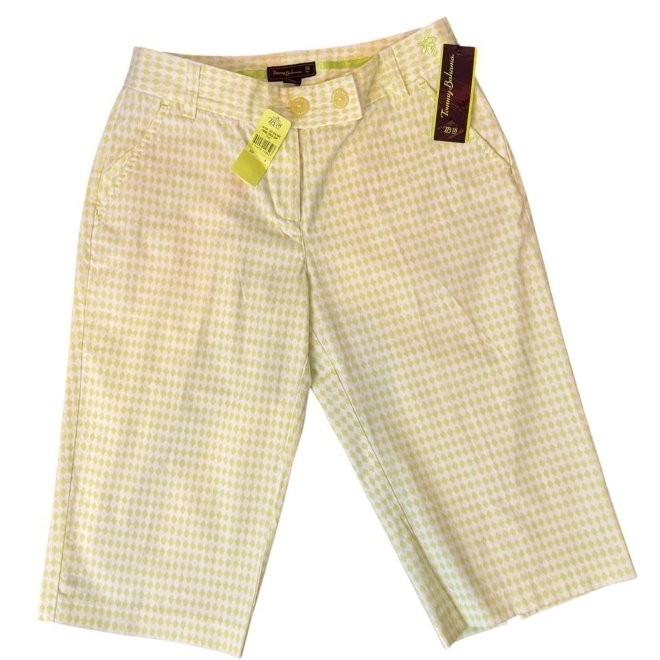 Tommy Bahama Women's Golf Cropped Pants White  Green SZ 4
