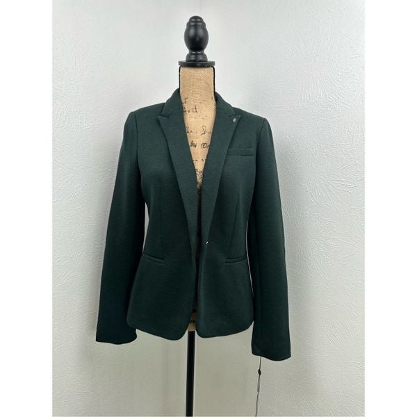 Tommy Hilfiger Women’s Green Long Sleeve Single-Button French Terry Blazer Jacke