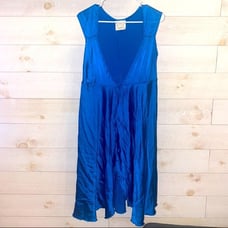 SCHONE Maternity Women’s Blue Silk Open Front Photoshoot Dress Size M