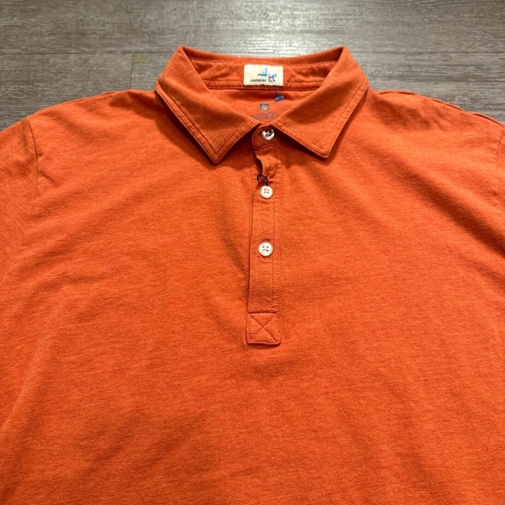 Johnnie O Polo Shirt Mens Medium Orange Golf Performance Logo Preppy Golfer
