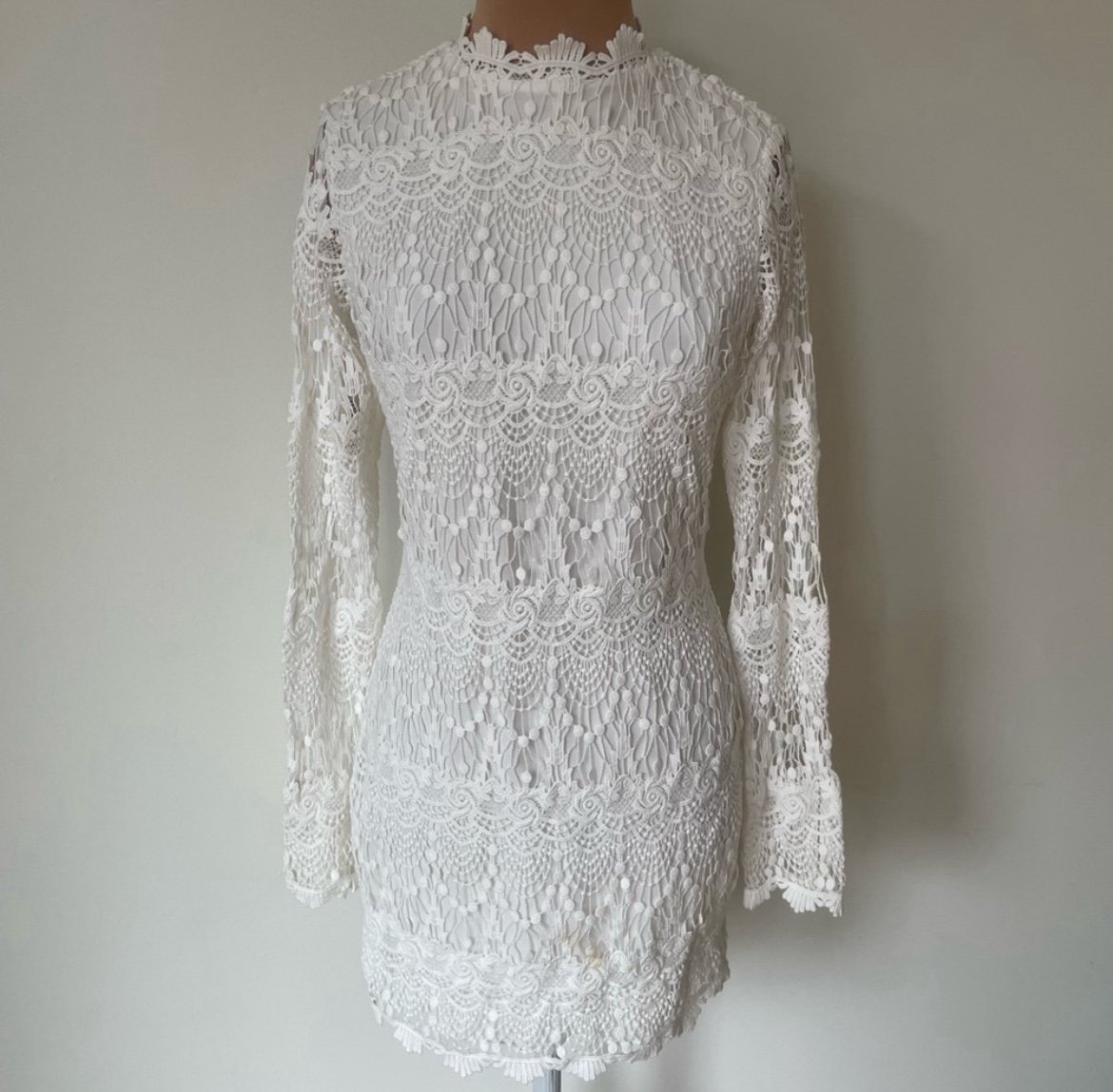 Daughters of Simone X BHLDN Kellen Long Sleeve Open Back High Neck Dress NWT S