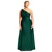 Alfred Sung Hunter Green One-Shoulder Satin Twill A-Line Maxi Gown Size 16 NWT