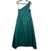 Alfred Sung Hunter Green One-Shoulder Satin Twill A-Line Maxi Gown Size 16 NWT